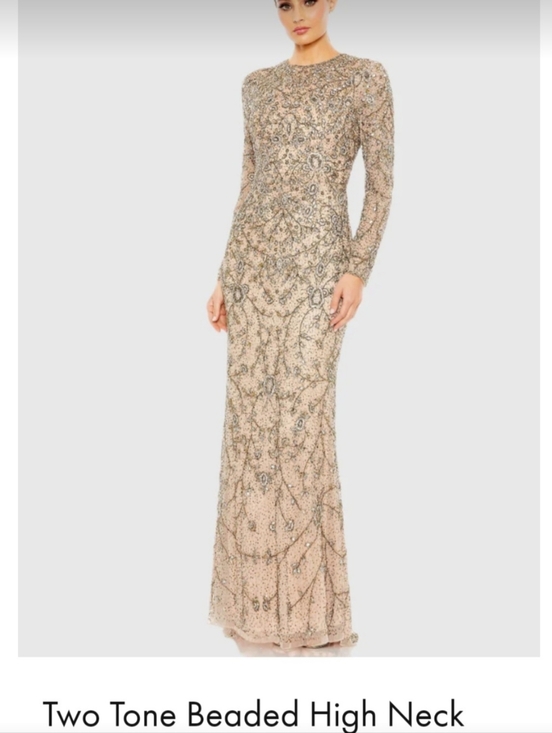 Mac Duggal Dresses & Skirts - Mac Duggal Gold Long-Sleeve Sequin Evening Gown